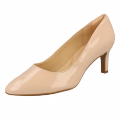 ) Ladies Clarks Textured Court Shoes Calla Rose - E Fit - UK 6, Cream (Beige