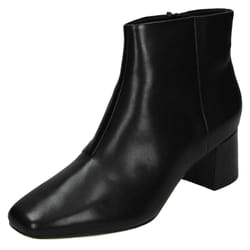 Ladies Clarks Block Heeled Shoes Sheer Rose - D Fit - Black, UK 7