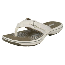 Ladies Clarks Toe Post Sandals Brinkley Sea - D Fit - UK 3, White