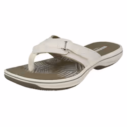 Ladies Clarks Toe Post Sandals Brinkley Sea - D Fit - UK 8, White