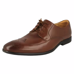 Mens Clarks Brogue Detailed Shoes Bampton Wing - G Fit - Brown, UK 7