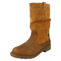 Girls Clarks Waterproof Zip Up Boots Astrol Rise - F Fit - Tan, UK 10.5 Child
