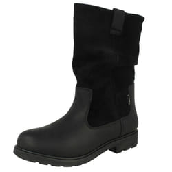 Girls Clarks Waterproof Zip Up Boots Astrol Rise - F Fit - Black, UK 12.5 Child