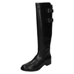 Ladies Clarks Knee High Boots Netley Whirl - E Fit - Black, UK 4