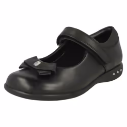 Girls Clarks Bow Detail School Shoes Prime Skip - G Fit - UK 7 Infant, Black