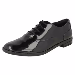 Girls Clarks Lace Up Brogue School Shoes Drew Star - G Fit - UK 13 Child, Black