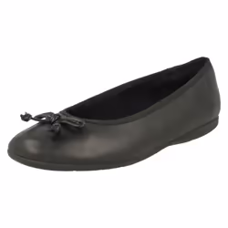 Girls Clarks Slip On Bow School Shoes Jesse Shine - F Fit - UK 13 Child, Black