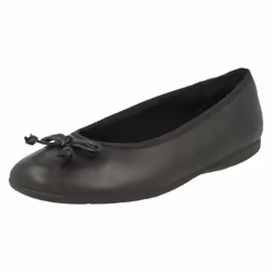 Girls Clarks Slip On Bow School Shoes Jesse Shine - G Fit - UK 13.5 Child, Black