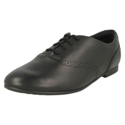 Girls Clarks Lace Up Brogue School Shoes Jules Walk - E Fit - UK 1 Child, Black