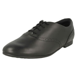 Girls Clarks Lace Up Brogue School Shoes Jules Walk - F Fit - UK 13.5 Child, Black