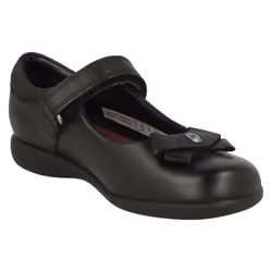 Girls Clarks Bow Detail School Shoes Prime Skip - E Fit - UK 7.5 Infant, Black
