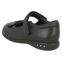 Girls Clarks Bow Detail School Shoes Prime Skip - E Fit - UK 7.5 Infant, Black