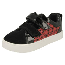 ) Boys Clarks Marvel Superhero Casual Shoes City Hero Lo - G Fit - UK 7 Infant, Black/Red (Black