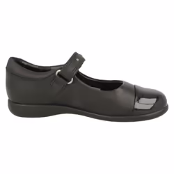 Girls Clarks Studded Strap School Shoes Prime Walk - F Fit - UK 10.5 Child, Black