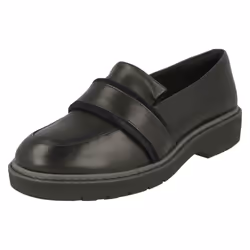 Ladies Clarks Flat Loafer Inspired Shoes Alexa Ruby - D Fit - Black, UK 3.5