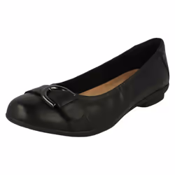 Ladies Clarks Casual Slip On Flat Shoes Neenah Lark - E Fit - UK 3, Black