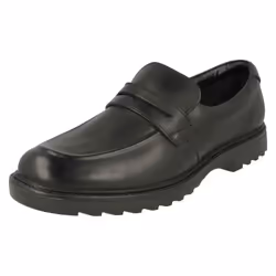 Boys Clarks Slip On Formal Shoes Asher Stride - H Fit - UK 3 Child, Black