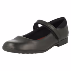 Girls Clarks Hook & Loop School Shoes Jamie Star - G Fit - UK 7.5 Infant, Black
