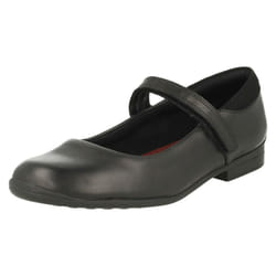 Girls Clarks Hook & Loop School Shoes Jamie Star - G Fit - UK 7.5 Infant, Black