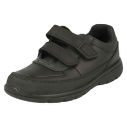 Boys Clarks Hook & Loop School Shoes Venture Walk - E Fit - UK 10 Child, Black