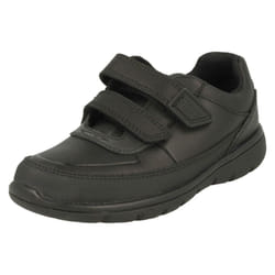 Boys Clarks Hook & Loop School Shoes Venture Walk - Black, UK 10 Child