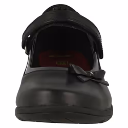 Girls Clarks Hook & Loop Bow School Shoes Venture Star - H Fit - UK 10 Child, Black