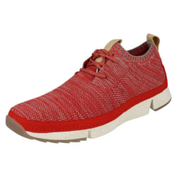 Mens Clarks Casual Lace Up Trainers Tri Native - G Fit - UK 9.5, Red