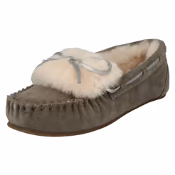 Ladies Clarks Warm Lined Slippers Warm Glamour - D Fit - UK 4, Grey