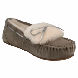 Ladies Clarks Warm Lined Slippers Warm Glamour - D Fit - UK 4, Grey