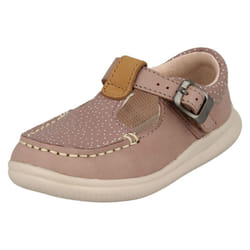 Girls Clarks Casual T-Bar Shoes Cloud Rosa - G Fit - UK 5.5 Infant, Pink