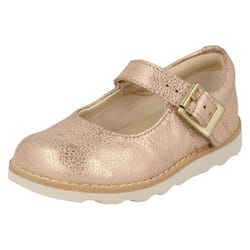 ) Girls Clarks Air Spring Casual Shoes Crown Honor - F Fit - UK 4 Infant, Copper (Gold