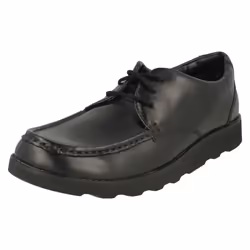 Boys Clarks Lace Up Formal Shoes Crown Tate - E Fit - UK 3.5 Child, Black