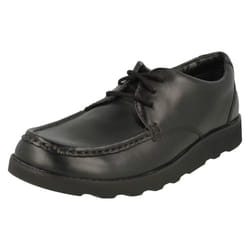 Boys Clarks Lace Up Formal Shoes Crown Tate - E Fit - UK 3.5 Child, Black