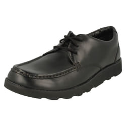 Boys Clarks Lace Up Formal Shoes Crown Tate - F Fit - UK 3 Child, Black