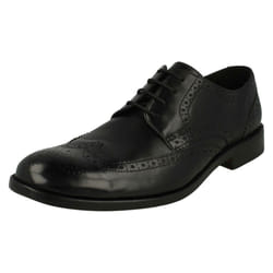 Mens Clarks Formal Brogue Detailed Shoes James Wing - G Fit - UK 7.5, Black