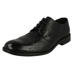 Mens Clarks Formal Brogue Detailed Shoes James Wing - G Fit - UK 8, Black