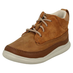 ) Boys Clarks Casual Ankle Boots Cloud Air - F Fit - UK 5 Infant, Tan (Brown