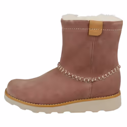 Girls Clarks Casual Fur Lined Boots Crown Piper - F Fit - UK 10 Child, Pink