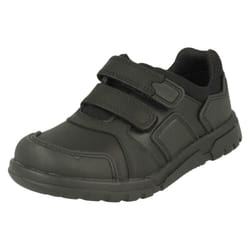 Boys Clarks Hook & Loop School Shoes Blake Street - E Fit - UK 7 Infant, Black