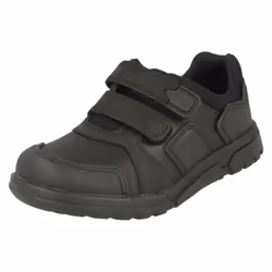 Boys Clarks Hook & Loop School Shoes Blake Street - E Fit - UK 7.5 Infant, Black