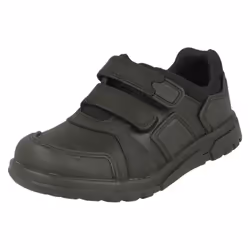 Boys Clarks Hook & Loop School Shoes Blake Street - E Fit - UK 10 Child, Black