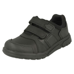 Boys Clarks Hook & Loop School Shoes Blake Street - E Fit - UK 10 Child, Black