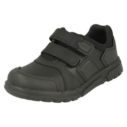 Boys Clarks Hook & Loop School Shoes Blake Street - G Fit - UK 7.5 Infant, Black