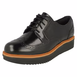 Ladies Clarks Casual Brogue Style Shoes Teadale Maira - D Fit - UK 5.5, Black
