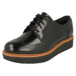 Ladies Clarks Casual Brogue Style Shoes Teadale Maira - D Fit - UK 5.5, Black
