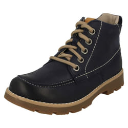 ) Boys Clarks Casual Boots Comet Moon - F Fit - UK 11 Child, Navy (Blue