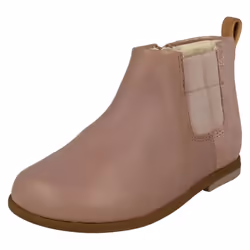 Infant Girls Clarks Glitter Detailed Ankle Boots Drew Fun - F Fit - UK 6.5 Infant, Pink