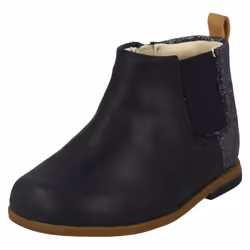 ) Infant Girls Clarks Glitter Detailed Ankle Boots Drew Fun - F Fit - UK 5 Infant, Navy (Blue