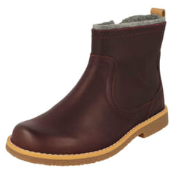 ) Girls Clarks Stylish Ankle Boots Comet Frost - F Fit - UK 7.5 Infant, Burgundy (Purple