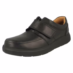 Mens Clarks Hook & Loop Formal Moccasins Un Abode Strap - H Fit - UK 6, Black